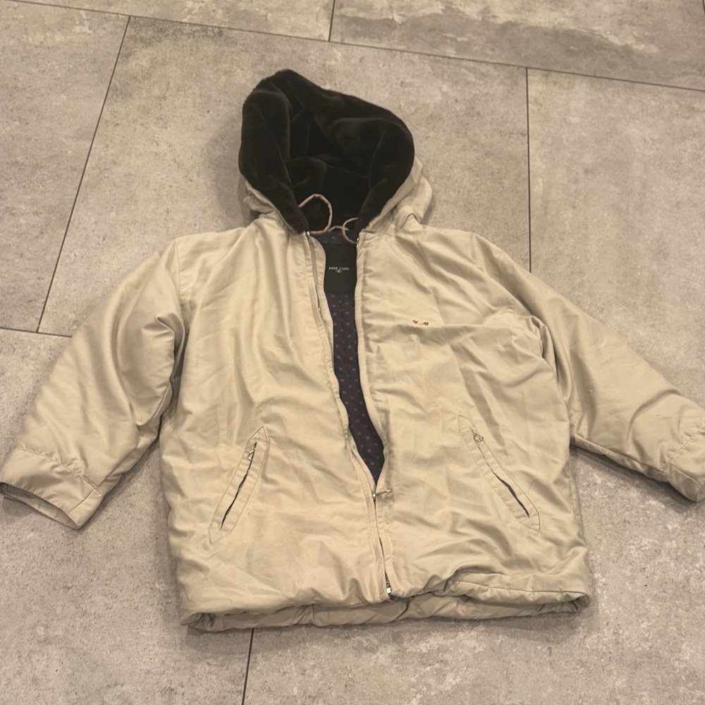 Women's Beige Hooded Puffer Jacket